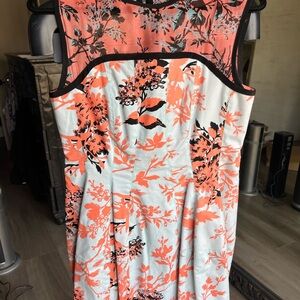 Nanette Lepore Floral Midi Dress in Orange and Blue